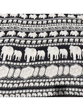 Elephant Scarf 39”x67” Threads 4 Thought Table Cloth White Black Africa India